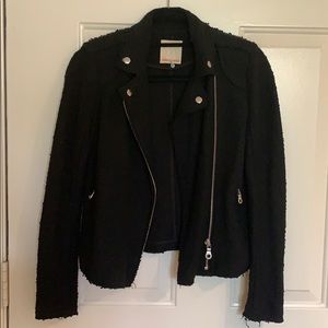 Rebecca Taylor Boucle black tweed moto jacket 0 xs